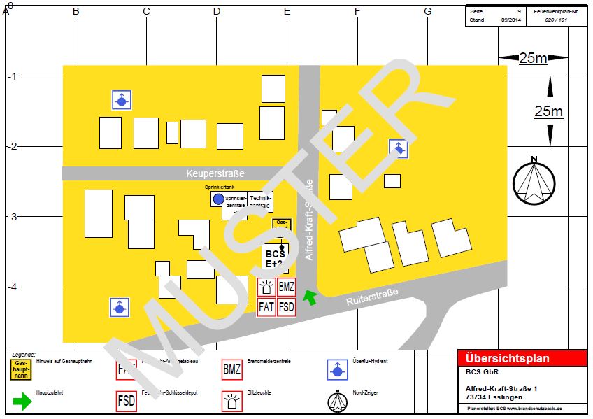 Übersichtsplan eines Feuerwehrplans